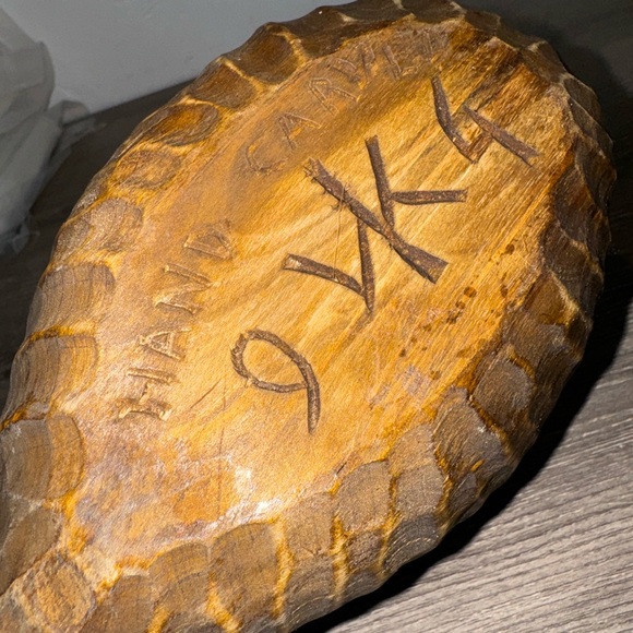 Unique Hand Carved Wood Bowl Spoon Brown 11” Primitive - Picture 4 of 5